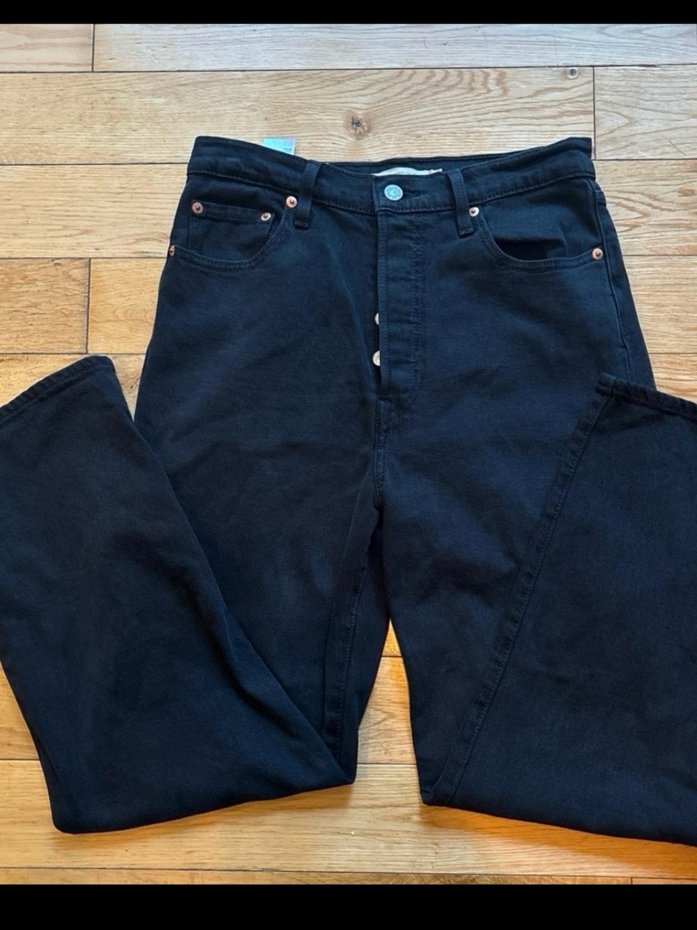 Black Levi Ribcage Straight Ankle Jeans